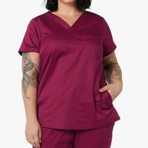 Amazon Essentials Women's Classic Fit Split Neck Crew Scrub Top -NWT